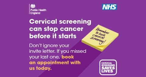 Cervical screening can stop cancer before it starts. Do not ignore your invite letter. If you missed your last one book an appointment with your GP practice now