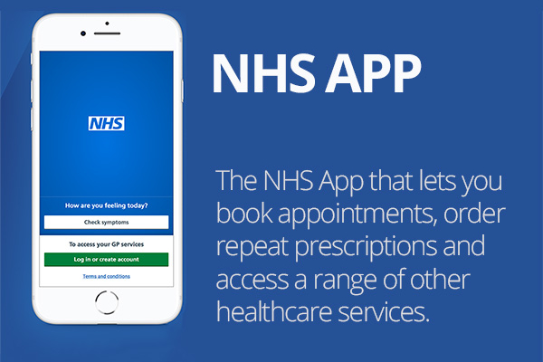 NHS App. Book appointments, order repeat prescriptions and access a range of other healthcare services